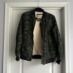 Camo Bomber Jacket w/ Sherpa Lining